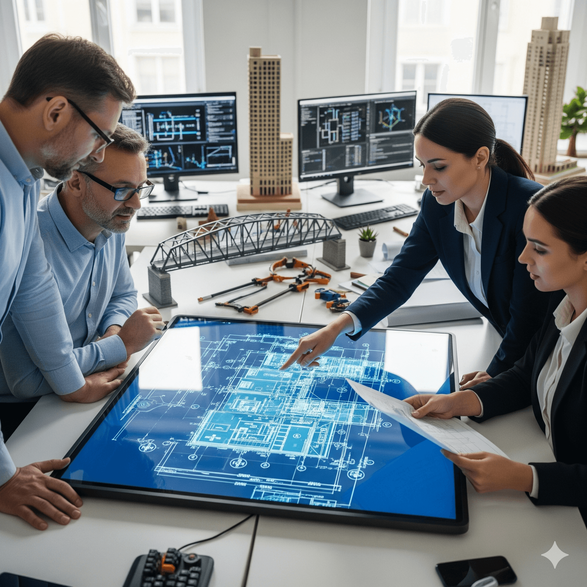 Engineers reviewing a project
